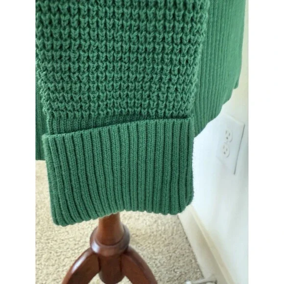 J. Jill Green Waffle Knit Collared Button Up Classic Cardigan Women's Size Med. - Picture 6 of 16